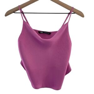 Zara Pink Cowl Neck Crop Top